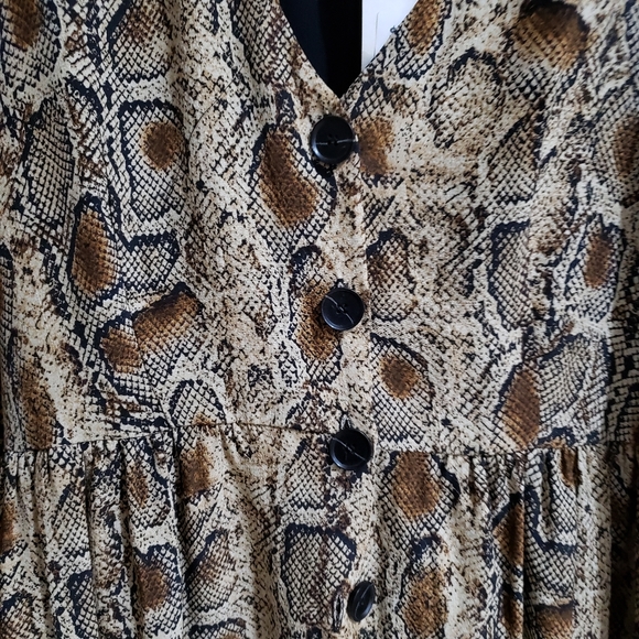NWT ZARA snakeskin print dress (M) 🐍 earth brown palette - Picture 6 of 9